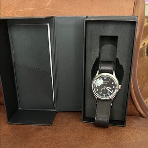 AllSaints Black Leather Men's Watch